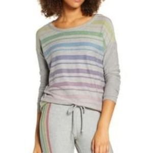 Chaser Rainbow Stripes Cozy Pullover Top M